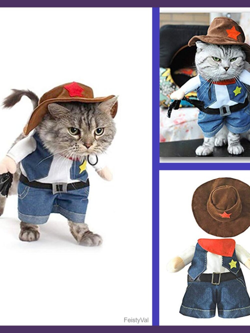 Cowboy Dog Costume with Hat Pet Halloween Outfit Small Dog Cat